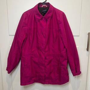 Lands' End Womens Magenta Pink‎ Rain Coat Jacket L 14-16 Lightweight Casual
